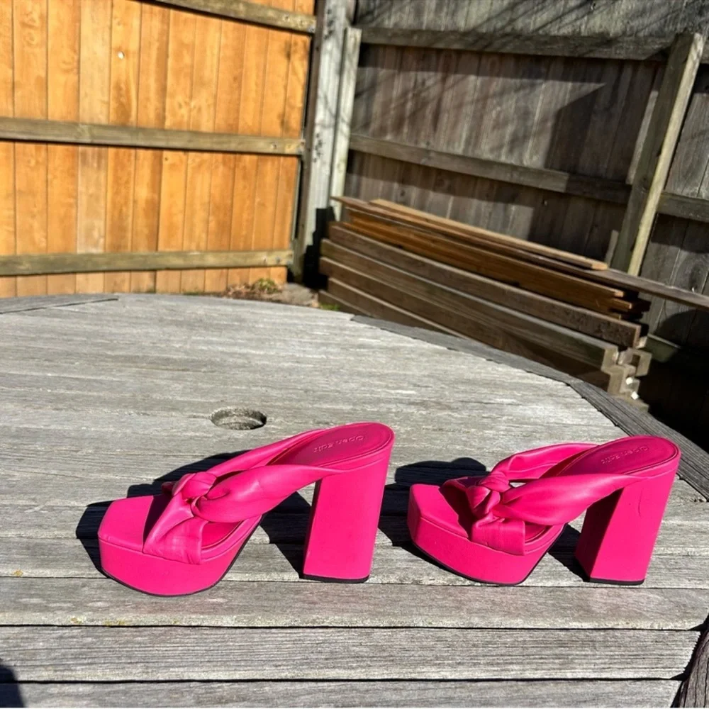 Open Edit Kaia Knot Platform Sandals in pink‎ rouge size 7 spring summer preppy